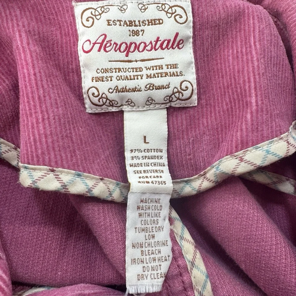 VTG Y2K‎ Aeropostale Fitted Womens Large Corduroy Jacket Blazer Pink Mall Preppy